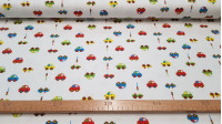 Flannel Cars fabric Flannel Cars fabric - Nice children's flannel fabric with colorful car drawings and traffic lights on white background.