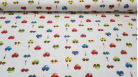 Flannel Cars fabric Flannel Cars fabric - Nice children's flannel fabric with colorful car drawings and traffic lights on white background.