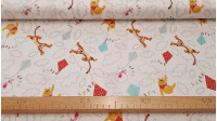 Tela Algodón Disney Winnie Cometas Tela Algodón Disney Winnie Cometas - Tela infantil de algodón Disney con dibujos de Winnie the Pooh, Tigger y Piglet sobre un fondo blanco con cometas de colores y nubes. Una tela ideal para complementos de los más peques de la casa. La composición de l
