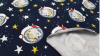 Tela Panel Jersey Algodón Jirafa Astronauta Tela Panel Jersey Algodón Jirafa Astronauta - Panel de jersey algodón diseñado por BIPP Design® en el que hay 3 diseños en la misma pieza con dibujos de jirafas astronautas y estrellas. En este panel podemos apreciar la parte delantera, la parte trasera y