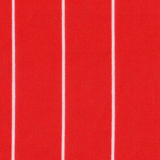 Tela OUTLET Crespón Rayas Finas Tela OUTLET Crespón Rayas Finas - Tejido de Crespón estampado con rayas finas blancas sobre fondo rojo.